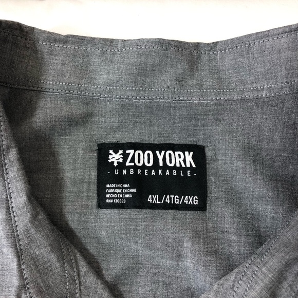 Zoo York True Flex Cotton Blend Short Sleeve Button Casual Gray Shirt 4XL - Picture 8 of 12